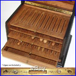 Antique French Napoleon III Alph. Giroux 12.5 Cigar Presenter, Chest, Cabinet
