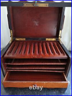 Antique French Napoleon Wooden Cigar Humidor Case 19th Century