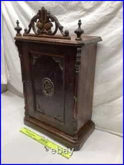 Antique French Victorian Era 1890's Wooden Cigar Tobacco Keepsake Cabinet