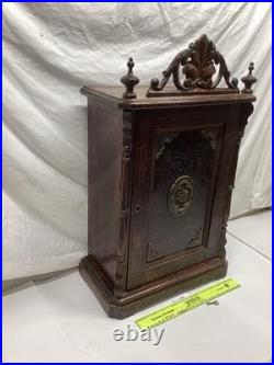 Antique French Victorian Era 1890's Wooden Cigar Tobacco Keepsake Cabinet