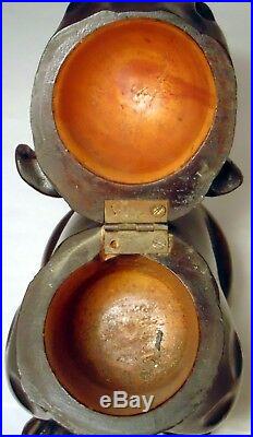 Antique GERMAN CARVED WOOD DOG HEAD HUMIDOR CIGAR TOBACCO JAR Box