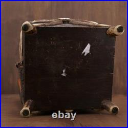 Antique German Black Forest Hunt Real Antler Oak Wood Carving Cigar Humidor Box