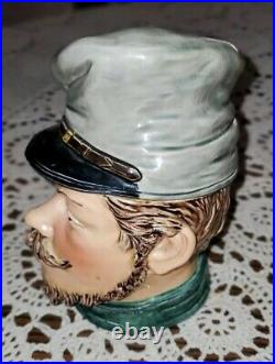 Antique German Humidor Tobacco Jar Majolica Figural Man Head Smoking Cigar Mark