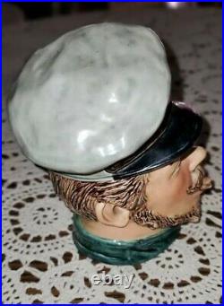 Antique German Humidor Tobacco Jar Majolica Figural Man Head Smoking Cigar Mark