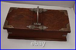 Antique German Oak Cigarette/Cigar Humidor, 9 7/8 length