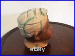 Antique Germany Black Americana Porcelain Figural Boy's Head Tobacco Jar Humidor