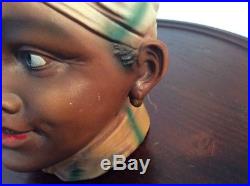 Antique Germany Black Americana Porcelain Figural Boy's Head Tobacco Jar Humidor