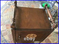 Antique H. T. Cushman  Copper-Lined 26 Wooden Smoking Stand Early 1900s Nice