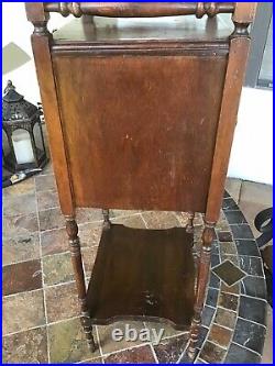 Antique H. T. Cushman  Copper-Lined 26 Wooden Smoking Stand Early 1900s Nice