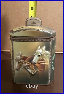 Antique Hand Painted Nippon Horse Portrait Humidor, 1890-1914
