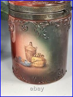 Antique Handel Ware Signed Tobacco Humidor Jar MAN YAWNING #2379/188 RARE