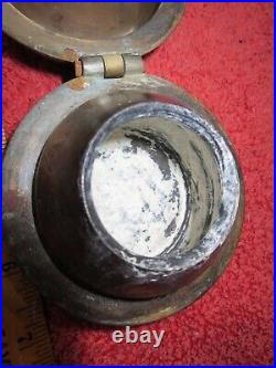 Antique Heavy duty brass Incense tobacco jar Ship humidor hinged lid Middle East