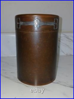 Antique Heintz Arts & Crafts Sterling Silver On Bronze Tobacco Humidor