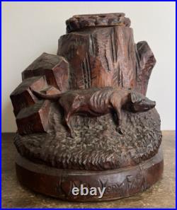 Antique Humidor Carved Wood Skinny Pig Folk Art Late 1800s German for English