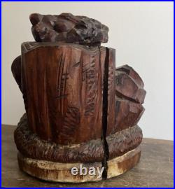 Antique Humidor Carved Wood Skinny Pig Folk Art Late 1800s German for English