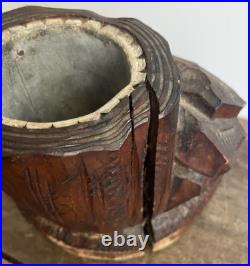 Antique Humidor Carved Wood Skinny Pig Folk Art Late 1800s German for English