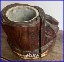 Antique Humidor Carved Wood Skinny Pig Folk Art Late 1800s German for English
