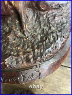 Antique Humidor Carved Wood Skinny Pig Folk Art Late 1800s German for English