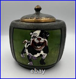 Antique Humidor Tobacco Jar Stellmacher Teplitz Hand Painted Cardinal Portrait