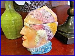 Antique Humidor head vase Majolica face painted jar Sherlock Holmes style Antique Humidor head vase Majolica face painted jar Sherlock Holmes style