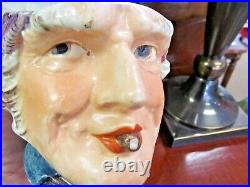 Antique Humidor head vase Majolica face painted jar Sherlock Holmes style Antique Humidor head vase Majolica face painted jar Sherlock Holmes style