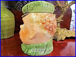 Antique Humidor head vase Majolica funny face Jar hand painted and numbered