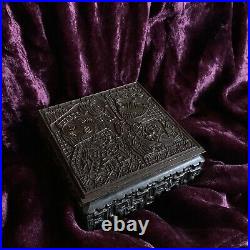 Antique Hungary King Queen Play Royal Card Game Horse Bronze Wood Box Art Deco