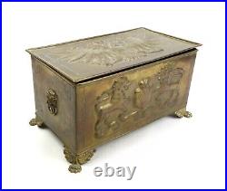 Antique Imperial Anglo-Russian Brass Cigar Humidor Box Late 1800's As Found