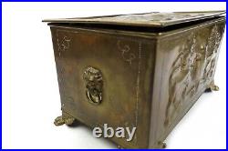 Antique Imperial Anglo-Russian Brass Cigar Humidor Box Late 1800's As Found