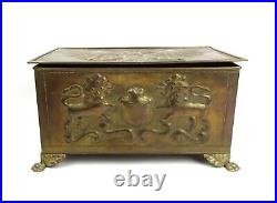 Antique Imperial Anglo-Russian Brass Cigar Humidor Box Late 1800's As Found