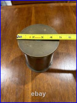 Antique Imperial German Brass Tobacco Jar Humidor, Pfennig Coin Inset Lid, 1900