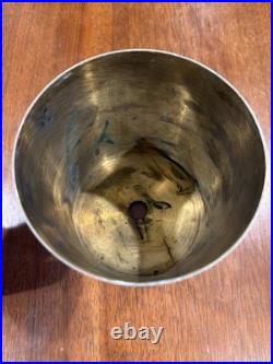 Antique Imperial German Brass Tobacco Jar Humidor, Pfennig Coin Inset Lid, 1900