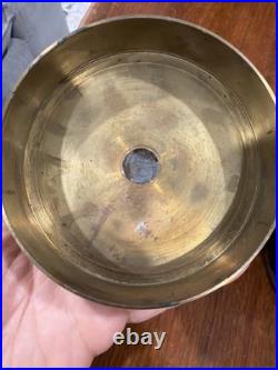 Antique Imperial German Brass Tobacco Jar Humidor, Pfennig Coin Inset Lid, 1900