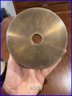 Antique Imperial German Brass Tobacco Jar Humidor, Pfennig Coin Inset Lid, 1900