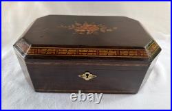 Antique Inlaid Mahogany Cigar Box Tin Lined Humidor