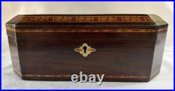 Antique Inlaid Mahogany Cigar Box Tin Lined Humidor