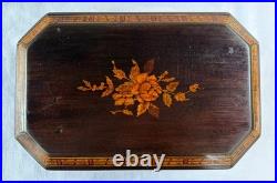 Antique Inlaid Mahogany Cigar Box Tin Lined Humidor