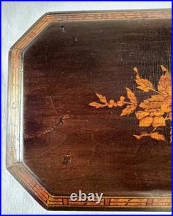 Antique Inlaid Mahogany Cigar Box Tin Lined Humidor