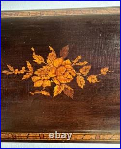 Antique Inlaid Mahogany Cigar Box Tin Lined Humidor
