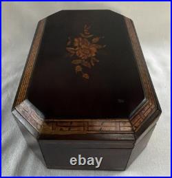 Antique Inlaid Mahogany Cigar Box Tin Lined Humidor
