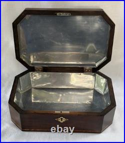 Antique Inlaid Mahogany Cigar Box Tin Lined Humidor