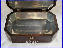 Antique Inlaid Mahogany Cigar Box Tin Lined Humidor