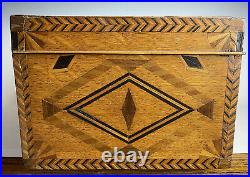 Antique Inlaid Marquetry Wooden Humidor Cigar Box Wood 19th C. Victorian