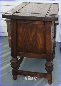 Antique JACOBEAN Wood Humidor Table Stand CABINET Arts Crafts PAINE Furniture