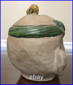 Antique Japanese Banko Ware Tobacco Jar Humidor Trawlerman Sailor Fisherman Head