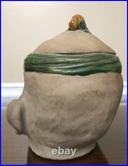Antique Japanese Banko Ware Tobacco Jar Humidor Trawlerman Sailor Fisherman Head