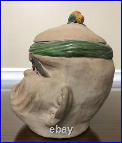 Antique Japanese Banko Ware Tobacco Jar Humidor Trawlerman Sailor Fisherman Head
