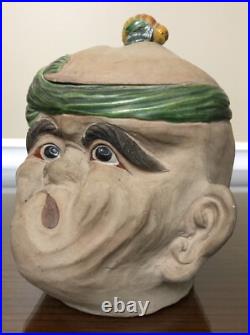 Antique Japanese Banko Ware Tobacco Jar Humidor Trawlerman Sailor Fisherman Head