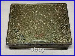 Antique Japanese Embossed Elephants Copper Plated Pewter Cigarette Box Humidor