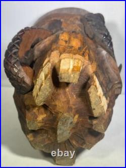 Antique Japanese Skull, Snake & Frog Tobacco Cigar Humidor Hand-carved Folk Art